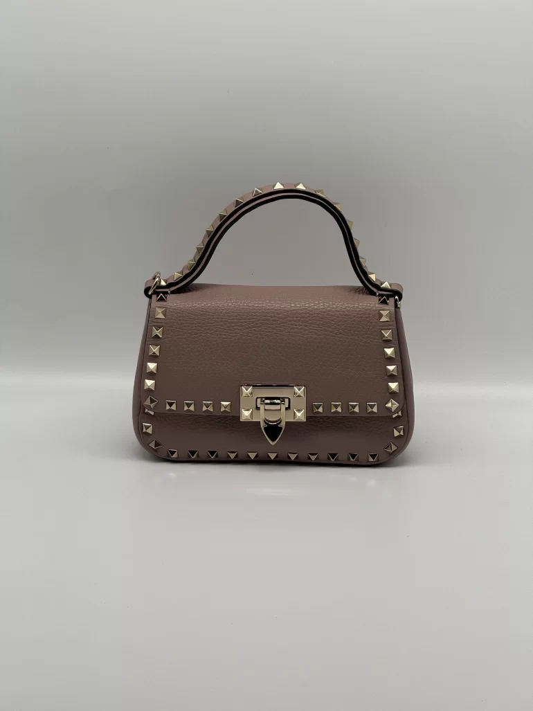 Valentino Rock Stud Flap Satchel Leather Crossbody Bag