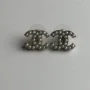 Chanel Pearl Silver CC Pierced Earrings Classic Design with Elegant Pearl Detail, Chic and Timeless Style, Condition
