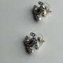 Chanel Pearl Silver CC Pierced Earrings Classic Design with Elegant Pearl Detail, Chic and Timeless Style, Condition