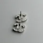Chanel Pearl Silver CC Pierced Earrings Classic Design with Elegant Pearl Detail, Chic and Timeless Style, Condition