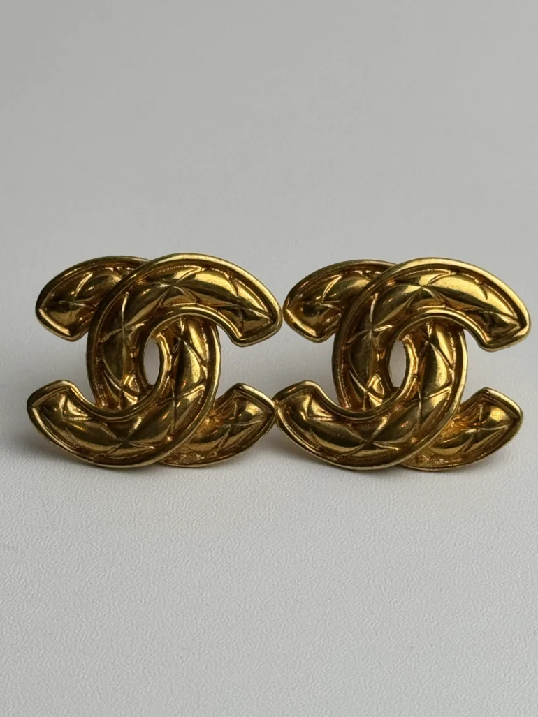 Chanel Metalasse 24k Gold Plated Cocomark Clip on Earrings