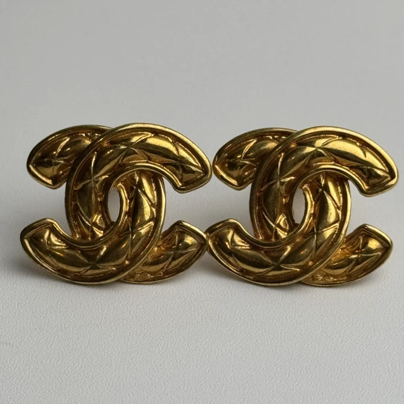 Chanel Metalasse 24k Gold Plated Cocomark Clip on Earrings