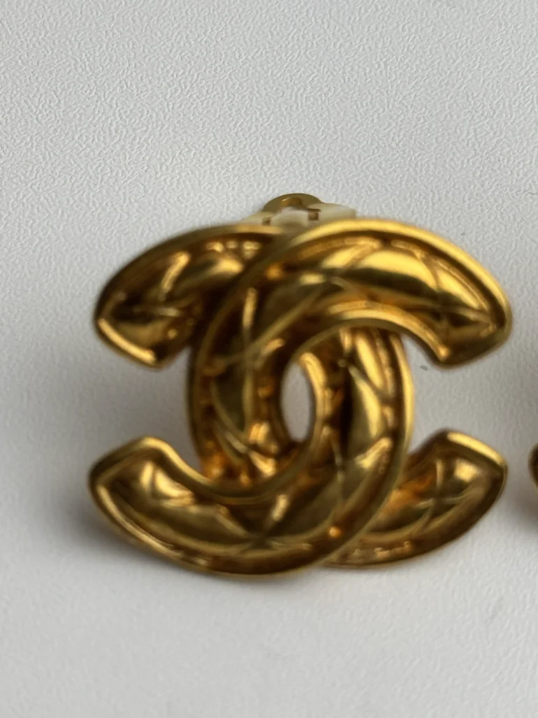 Chanel Metalasse 24k Gold Plated Cocomark Clip on Earrings
