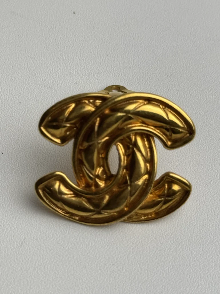Chanel Metalasse 24k Gold Plated Cocomark Clip on Earrings