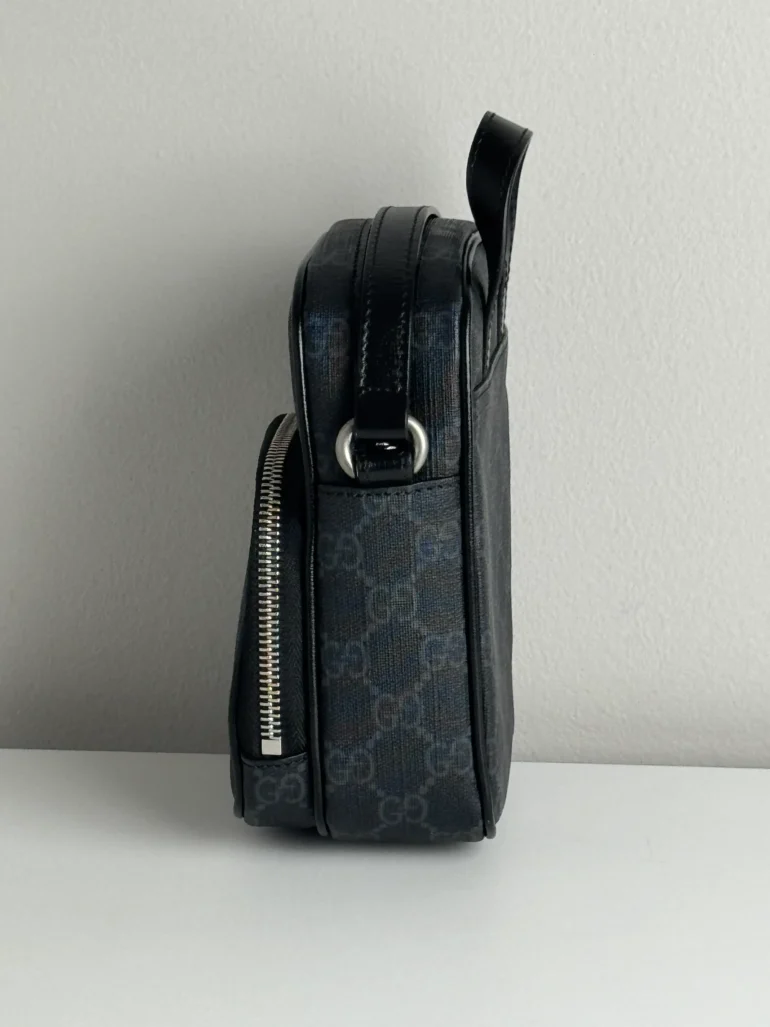 Pre Owned GG Supreme Monogram Azalea Calfskin Mini Retro Interlocking G Bag Black