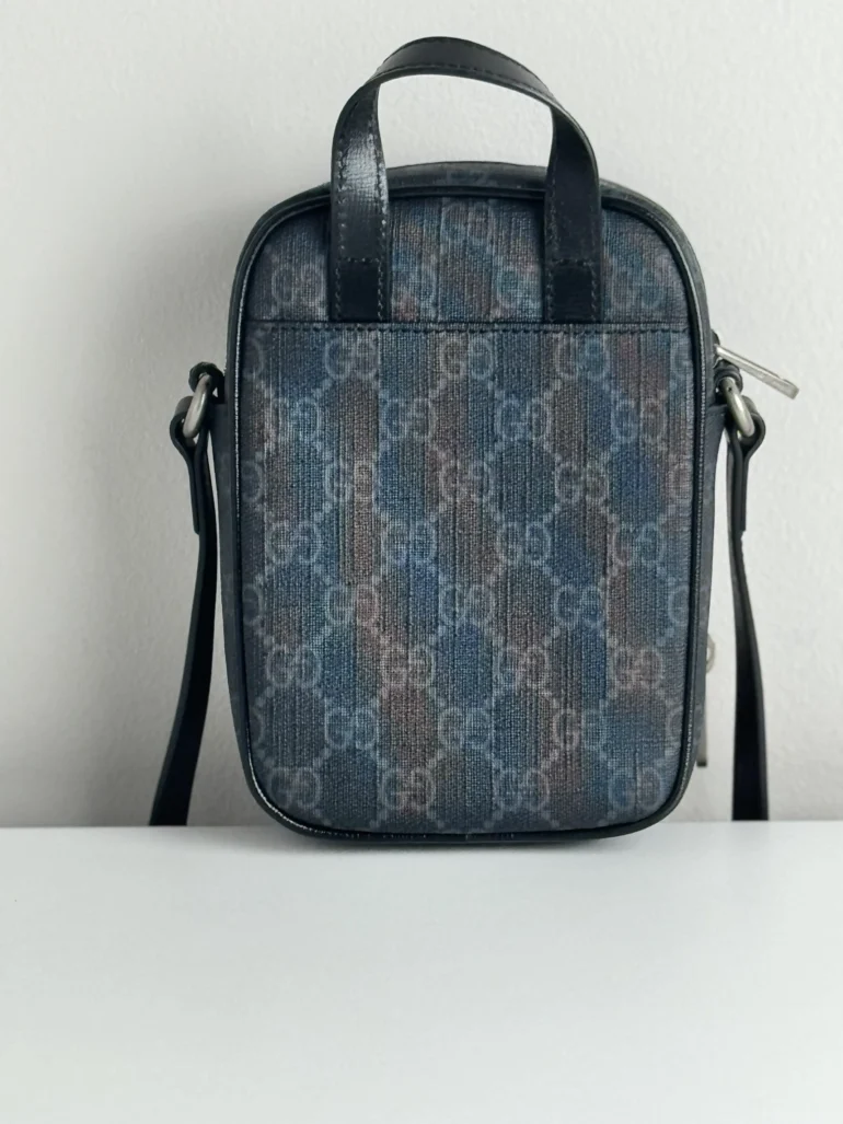Pre Owned GG Supreme Monogram Azalea Calfskin Mini Retro Interlocking G Bag Black