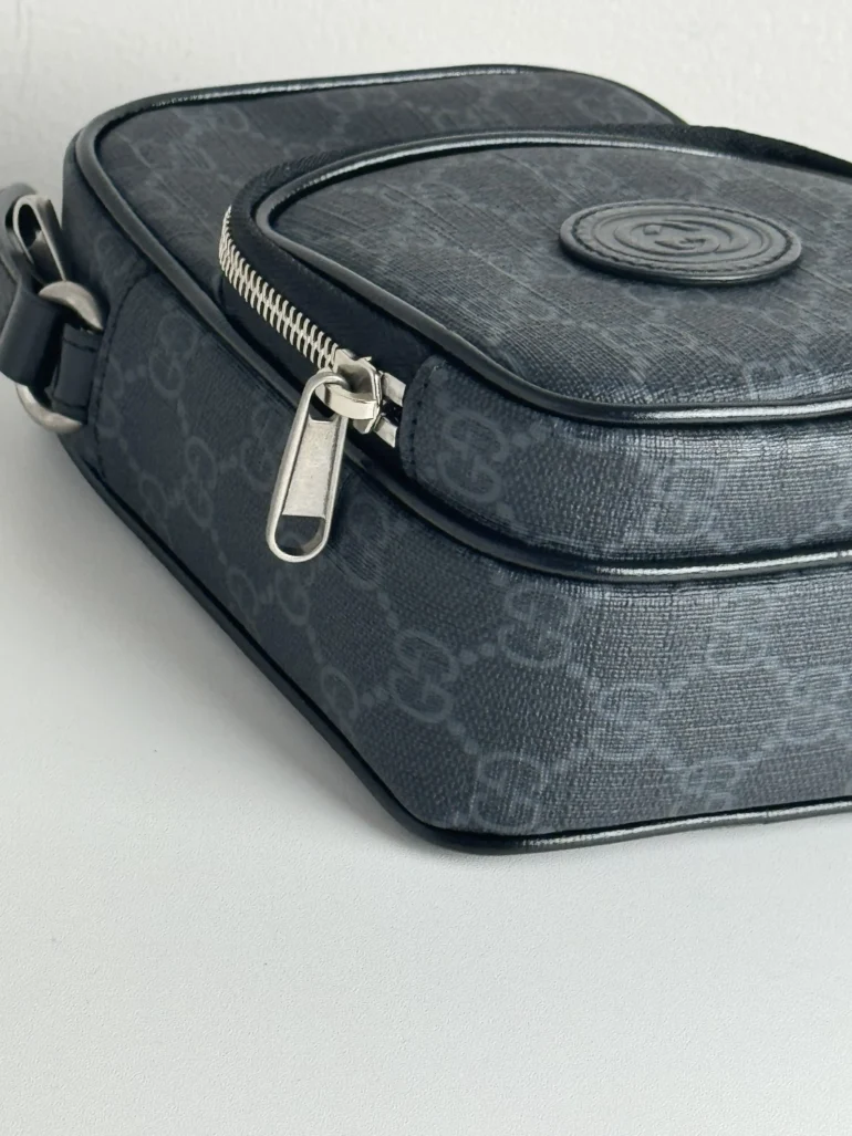 Pre Owned GG Supreme Monogram Azalea Calfskin Mini Retro Interlocking G Bag Black