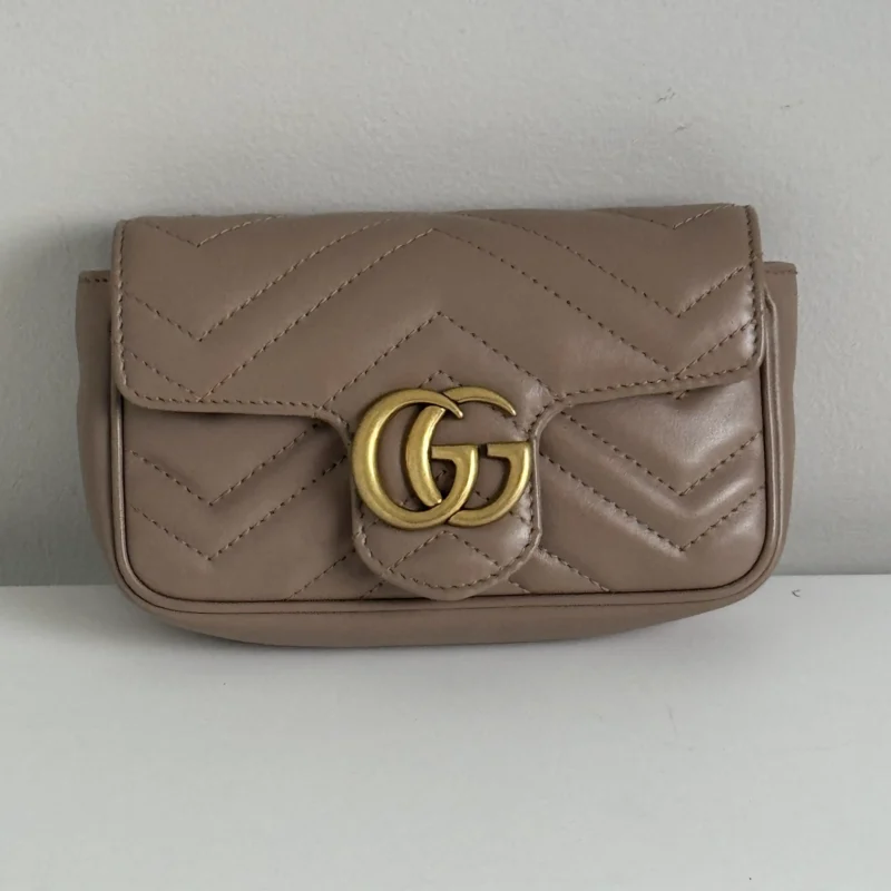 Matelasse Super Mini GG Marmont Shoulder Bag Porcelain Rose