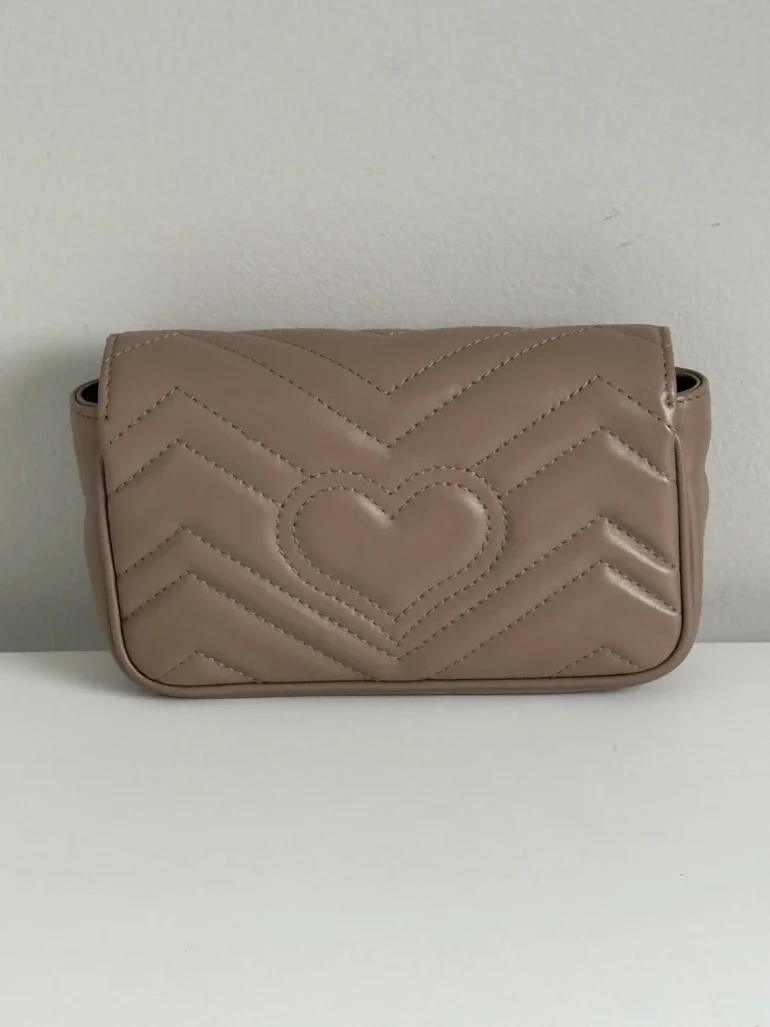 Pre Owned Gucci GG Super Mini Marmont Shoulder Bag Porcelain Rose