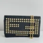 Pre Owned Fendi Vitello Elite Studded Tube Wallet on Chain Black