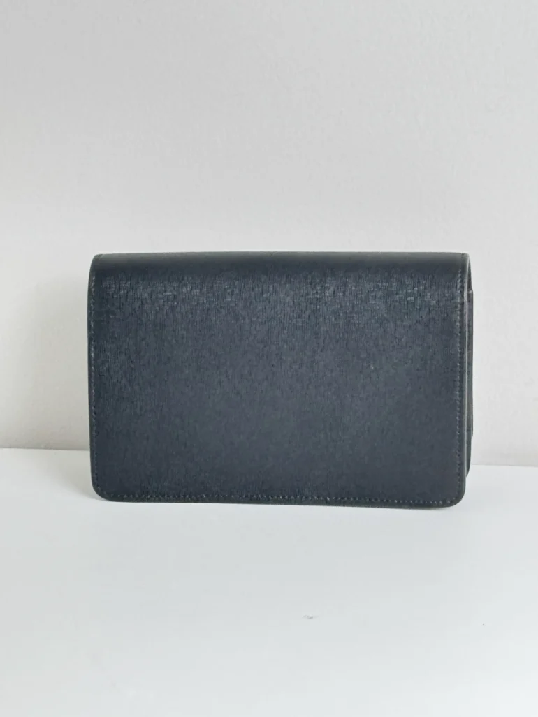 Pre Owned Fendi Vitello Elite Studded Tube Wallet on Chain Black