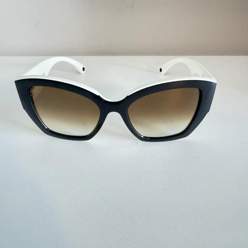 CHANEL Pre-Owned Black White & Beige Sunglasses