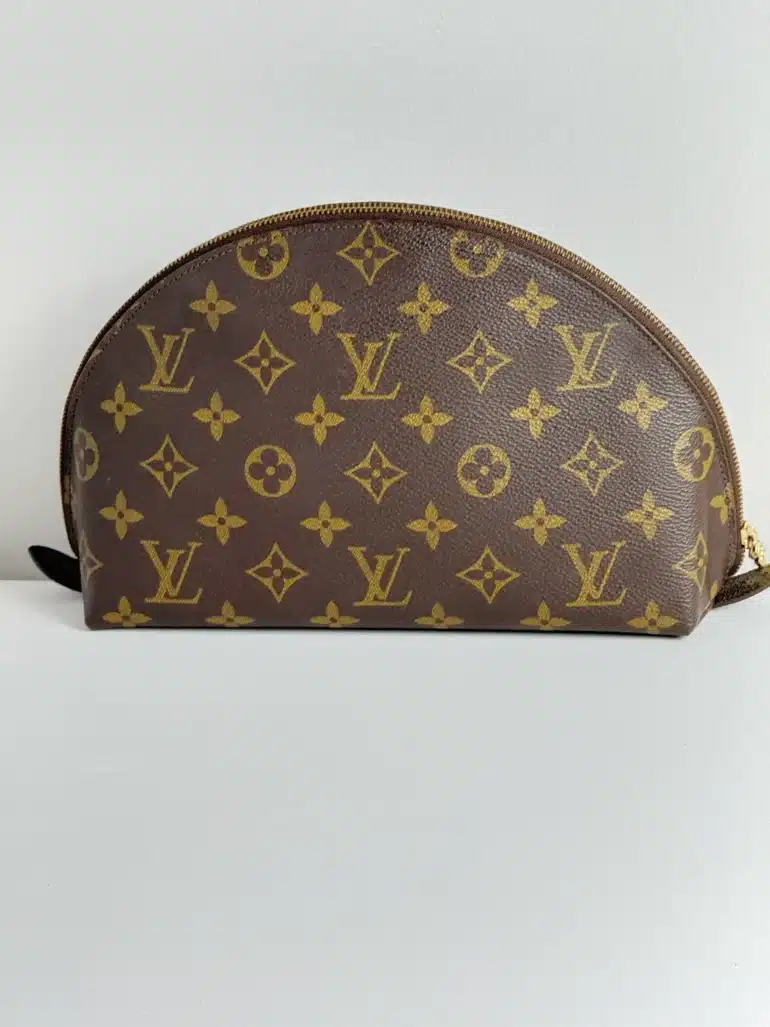 Demirondo Monogram Cosmetic Pouch, Pre Owned, Brown Color, Classic Design with Monogram Pattern, Versatile Use