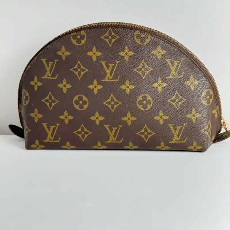 Demirondo Monogram Cosmetic Pouch, Pre Owned, Brown Color, Classic Design with Monogram Pattern, Versatile Use