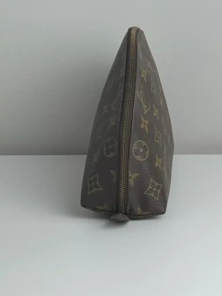 Demirondo Monogram Cosmetic Pouch, Pre Owned, Brown Color, Classic Design with Monogram Pattern, Versatile Use