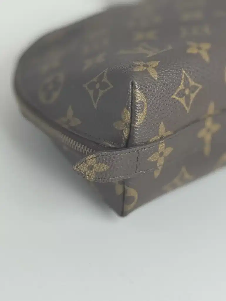 Demirondo Monogram Cosmetic Pouch, Pre Owned, Brown Color, Classic Design with Monogram Pattern, Versatile Use