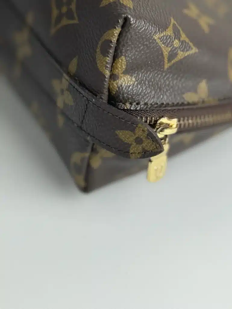 Demirondo Monogram Cosmetic Pouch, Pre Owned, Brown Color, Classic Design with Monogram Pattern, Versatile Use