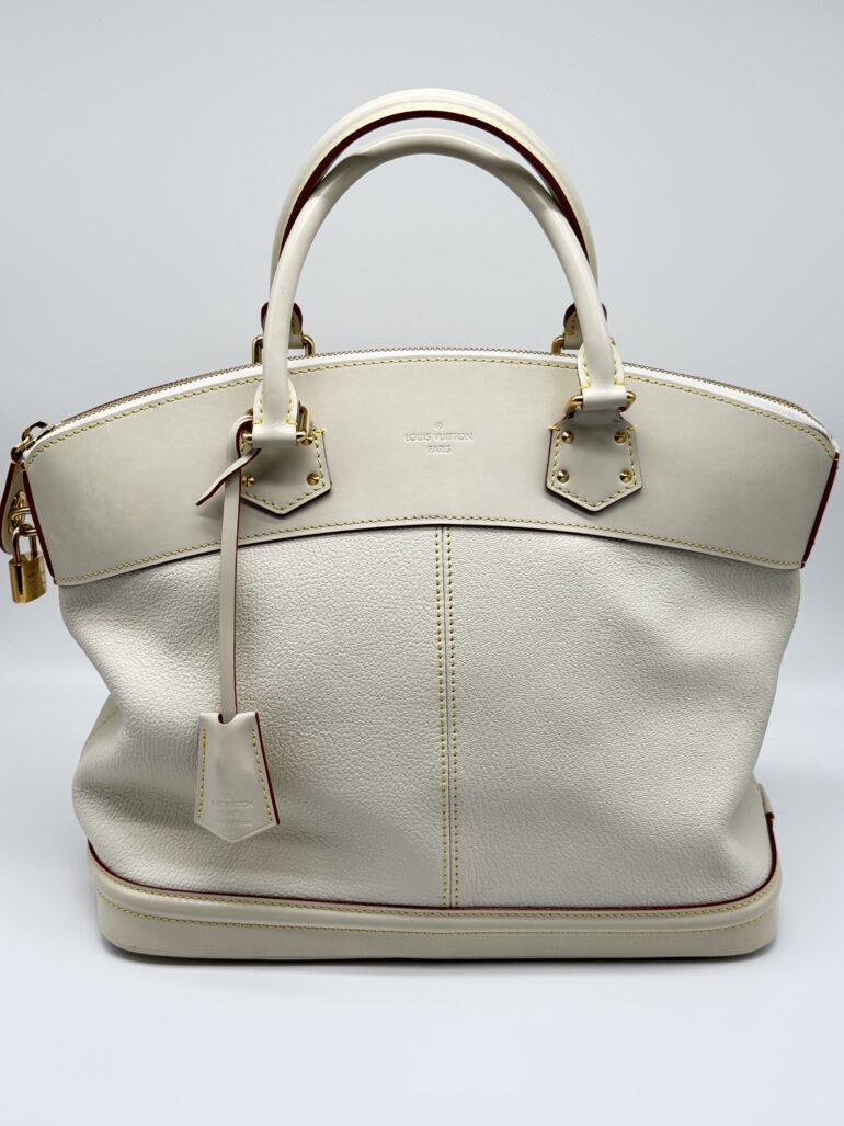 Pre Owned Louis Vuitton White Suhali Lockit GM Top Handle Tote Bag