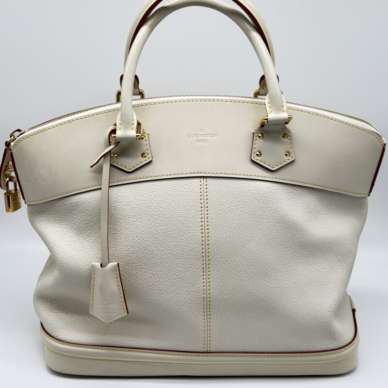 Pre Owned Louis Vuitton White Suhali Lockit GM Top Handle Tote Bag