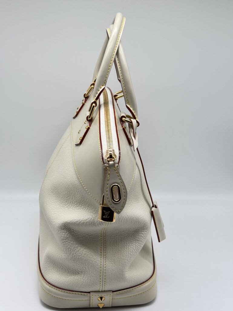 Pre Owned Louis Vuitton White Suhali Lockit GM Top Handle Tote Bag