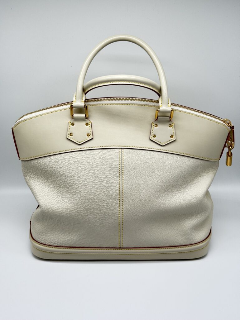 Pre Owned Louis Vuitton White Suhali Lockit GM Top Handle Tote Bag
