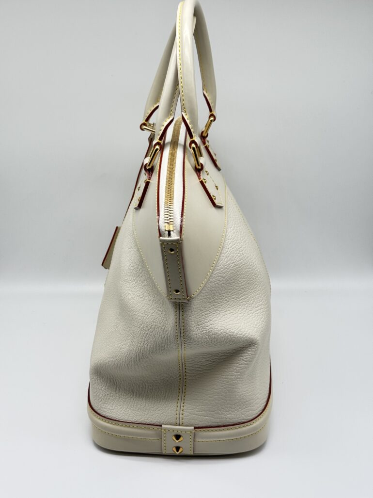 Pre Owned Louis Vuitton White Suhali Lockit GM Top Handle Tote Bag