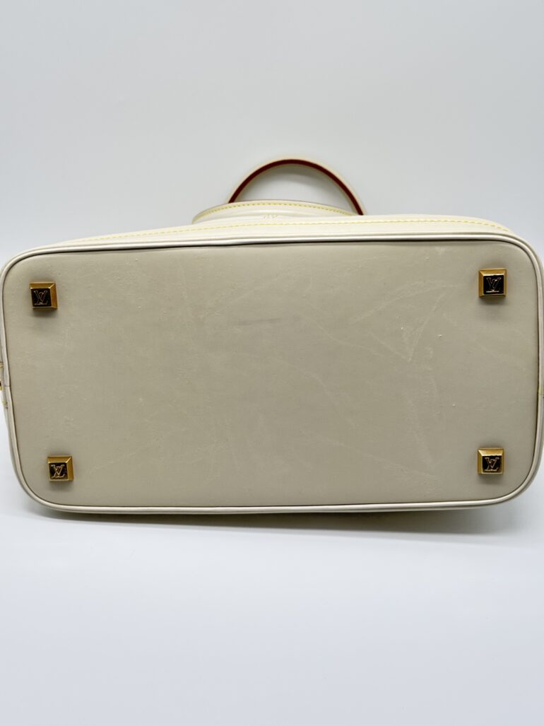 Pre Owned Louis Vuitton White Suhali Lockit GM Top Handle Tote Bag