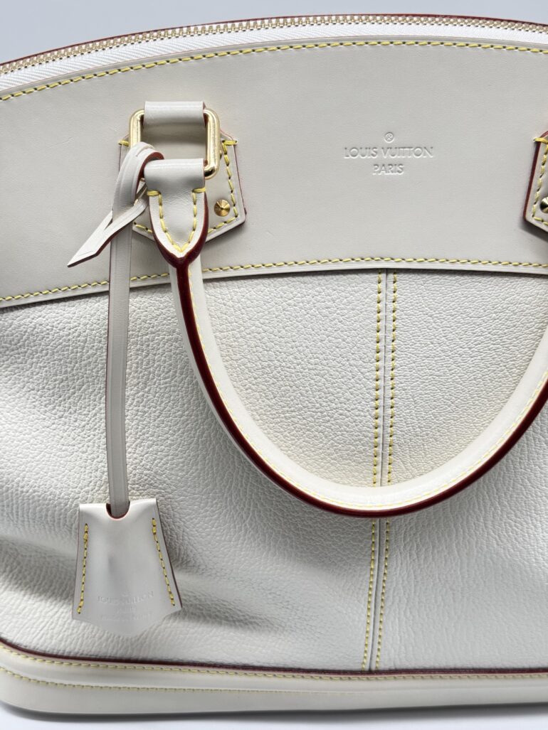 Pre Owned Louis Vuitton White Suhali Lockit GM Top Handle Tote Bag