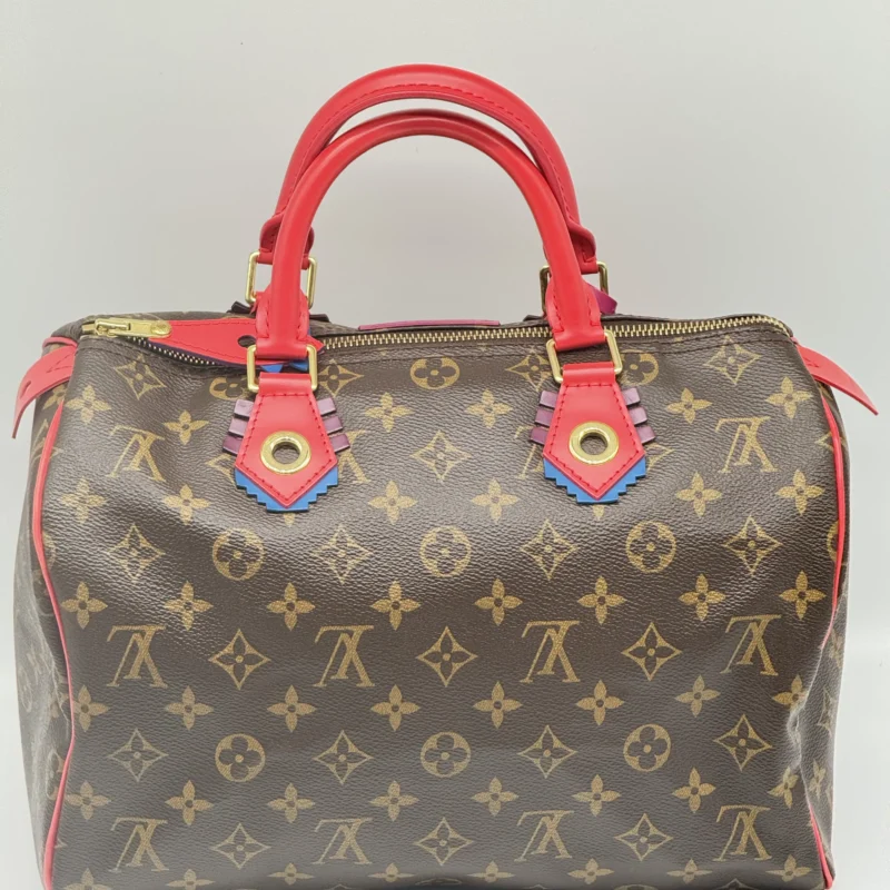 Pre Owned Louis Vuitton Speedy 30 Totem Flamingo Monogram Limited Edition Top Handle Bag