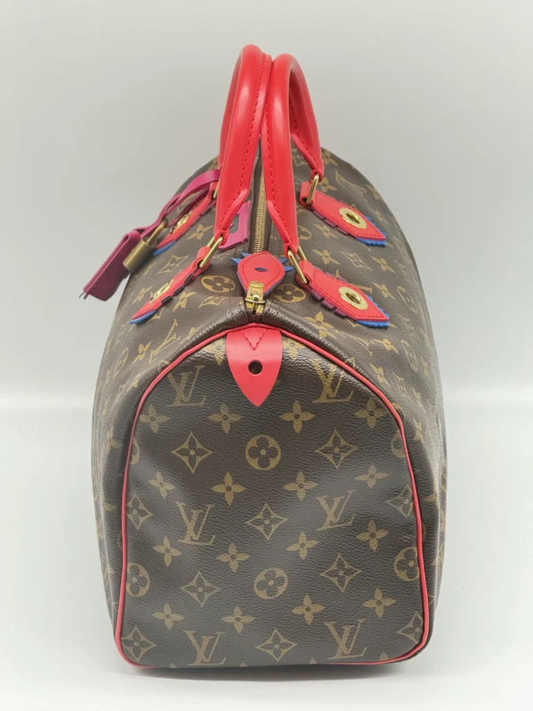Pre Owned Louis Vuitton Speedy 30 Totem Flamingo Monogram Limited Edition Top Handle Bag