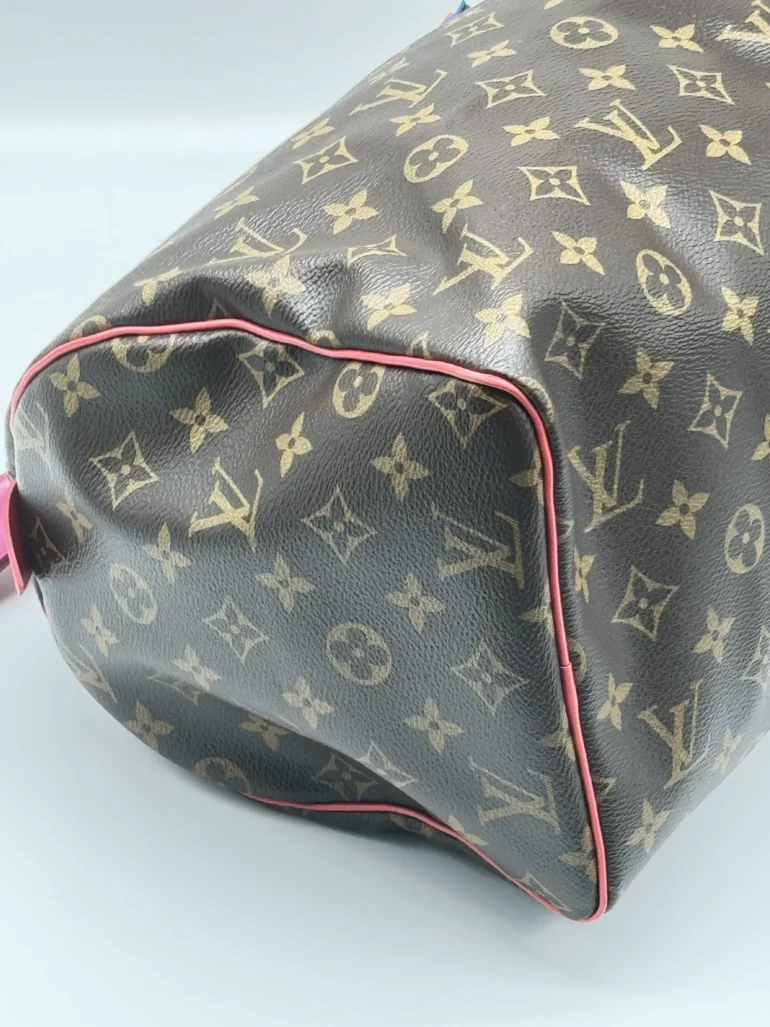 Pre Owned Louis Vuitton Speedy 30 Totem Flamingo Monogram Limited Edition Top Handle Bag