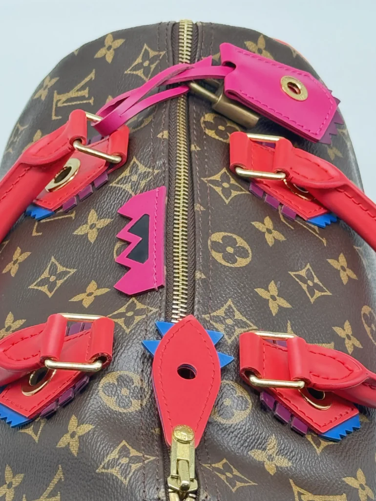 Pre Owned Louis Vuitton Speedy 30 Totem Flamingo Monogram Limited Edition Top Handle Bag