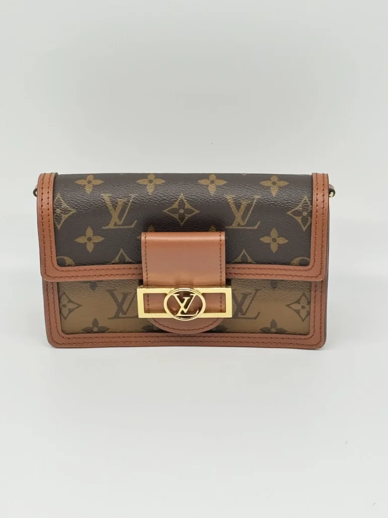 Pre Owned Louis Vuitton Reverse Monogram Dauphine Chain Wallet