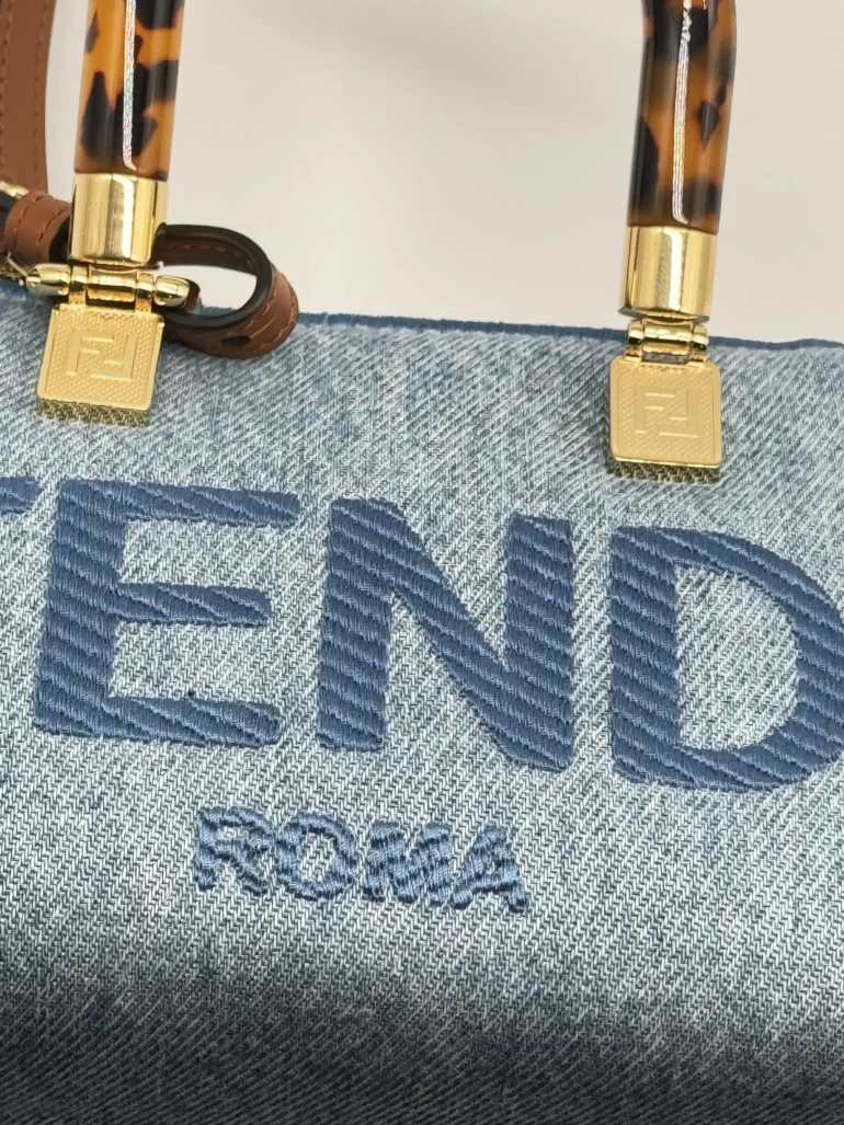 Pre OwnedFend iDenim Vitello King Plexiglass Logo Embroidered Mini By The Way