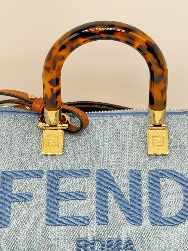 Pre OwnedFend iDenim Vitello King Plexiglass Logo Embroidered Mini By The Way